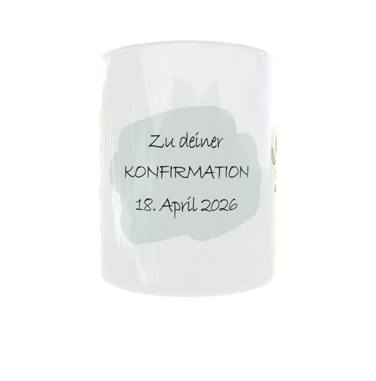 Personalisierte Tasse zur Konfirmation mit Name & Datum