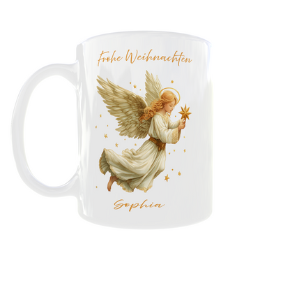 Weiße Tasse mit Christkind-Motiv und Name Sophia