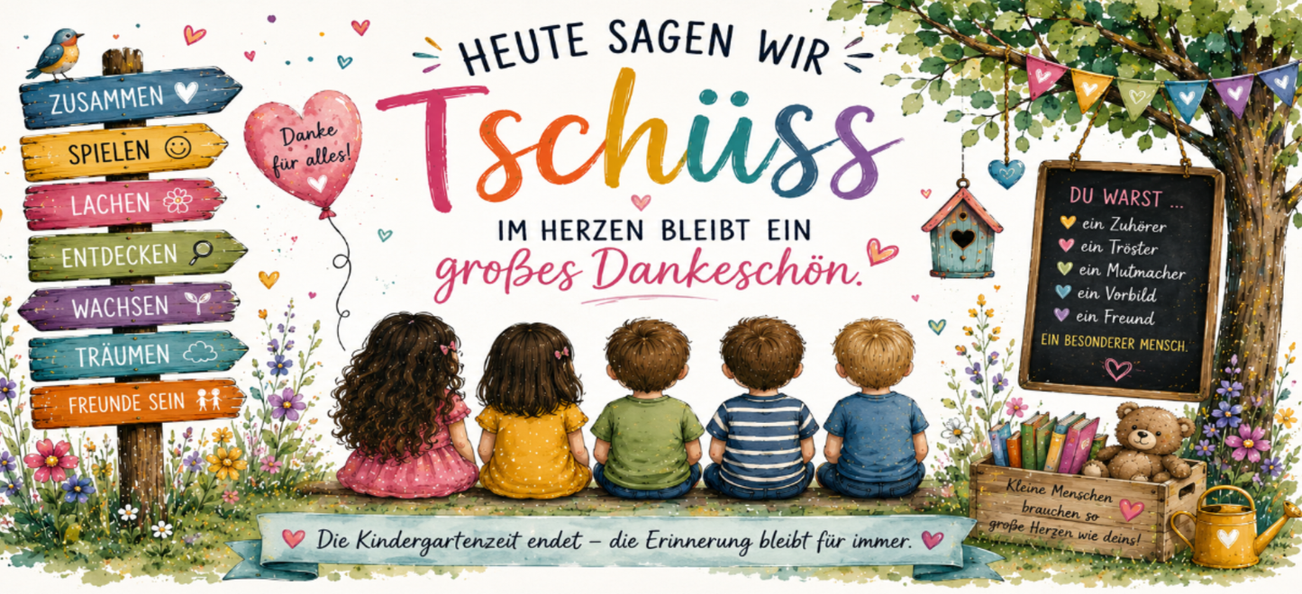 🌈 Tasse „Danke für die wunderschöne Kindergartenzeit“ – Abschiedsgeschenk für Erzieher & Tagesmutter
