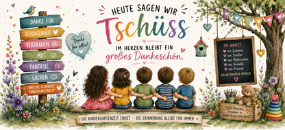 🌈 Tasse „Danke für die wunderschöne Kindergartenzeit“ – Abschiedsgeschenk für Erzieher & Tagesmutter