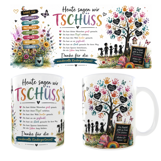 🌈 Tasse „Danke für die wunderschöne Kindergartenzeit“ – Abschiedsgeschenk für Erzieher & Tagesmutter