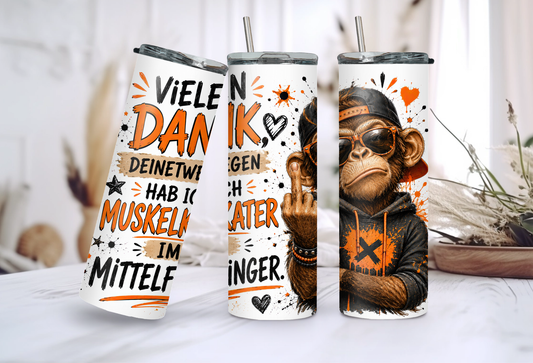 Thermobecher „Vielen Dank – Deinetwegen hab ich Muskelkater im Mittelfinger“