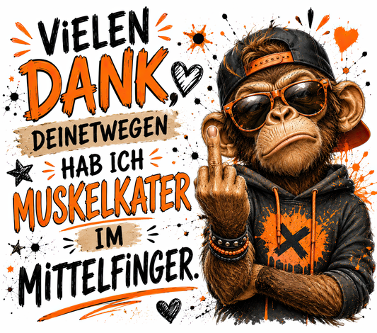 Thermobecher „Vielen Dank – Deinetwegen hab ich Muskelkater im Mittelfinger“