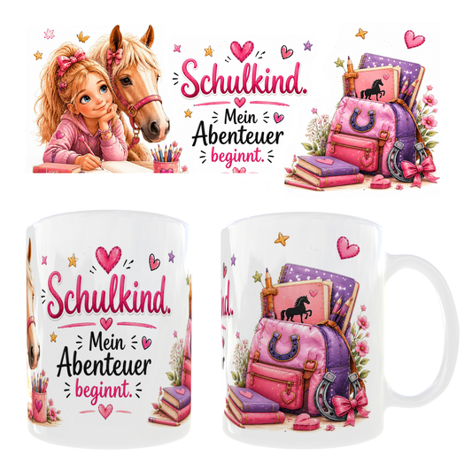 Kinder  🐴 Tasse „Schulkind – Mein Abenteuer beginnt“