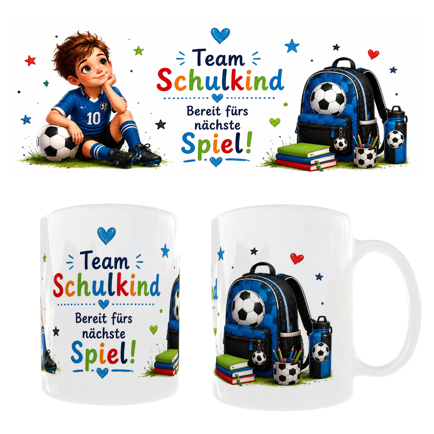 ⚽ Tasse „Team Schulkind – Bereit fürs nächste Spiel!“