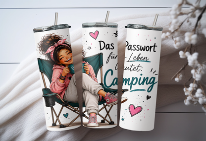Camping Tumbler 20 oz (ca. 590 ml) – Das Passwort fürs Leben lautet: Camping